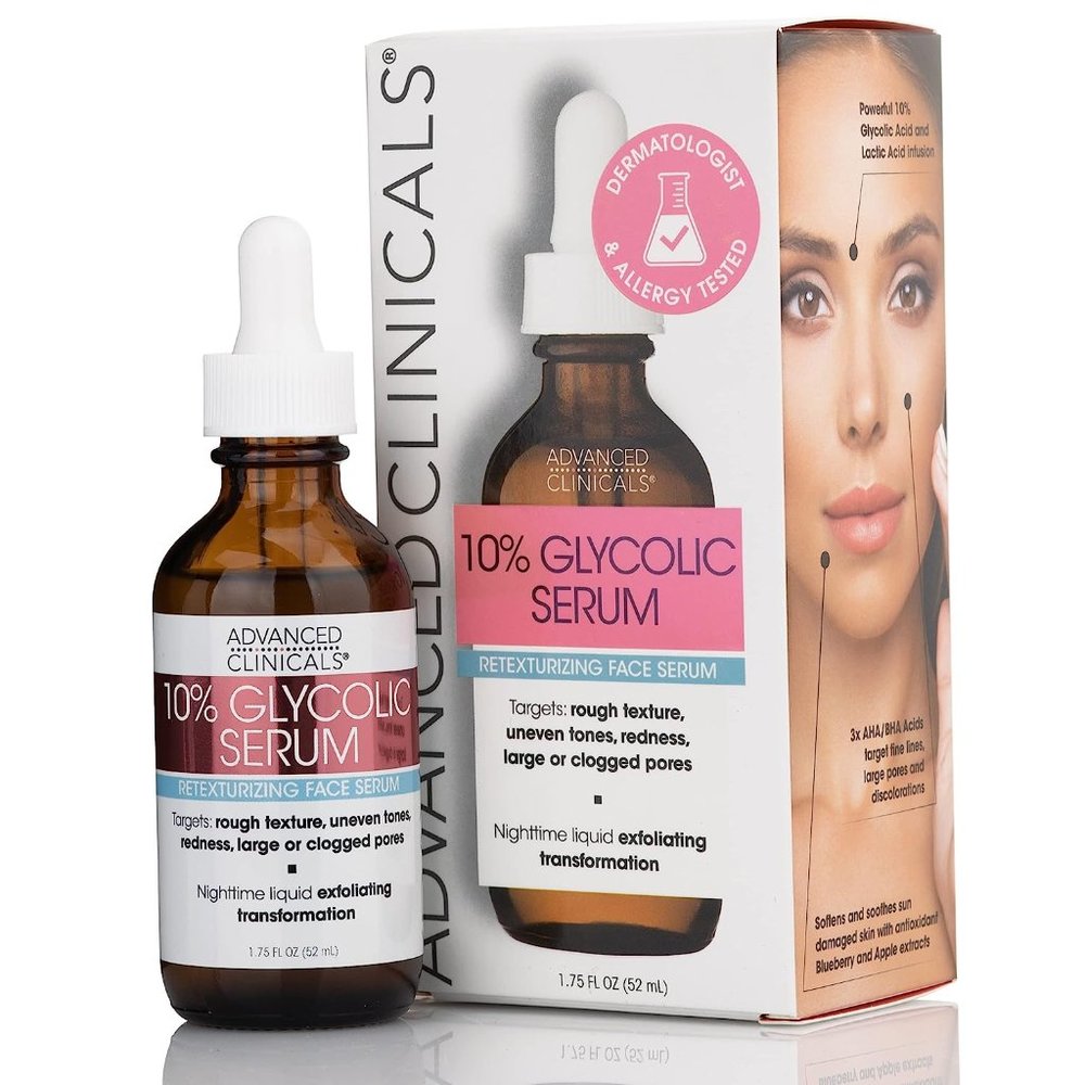 Advanced Clinicals 10% Glycolic Acid Peel Serum + Salicylic Acid Skin Care NEW